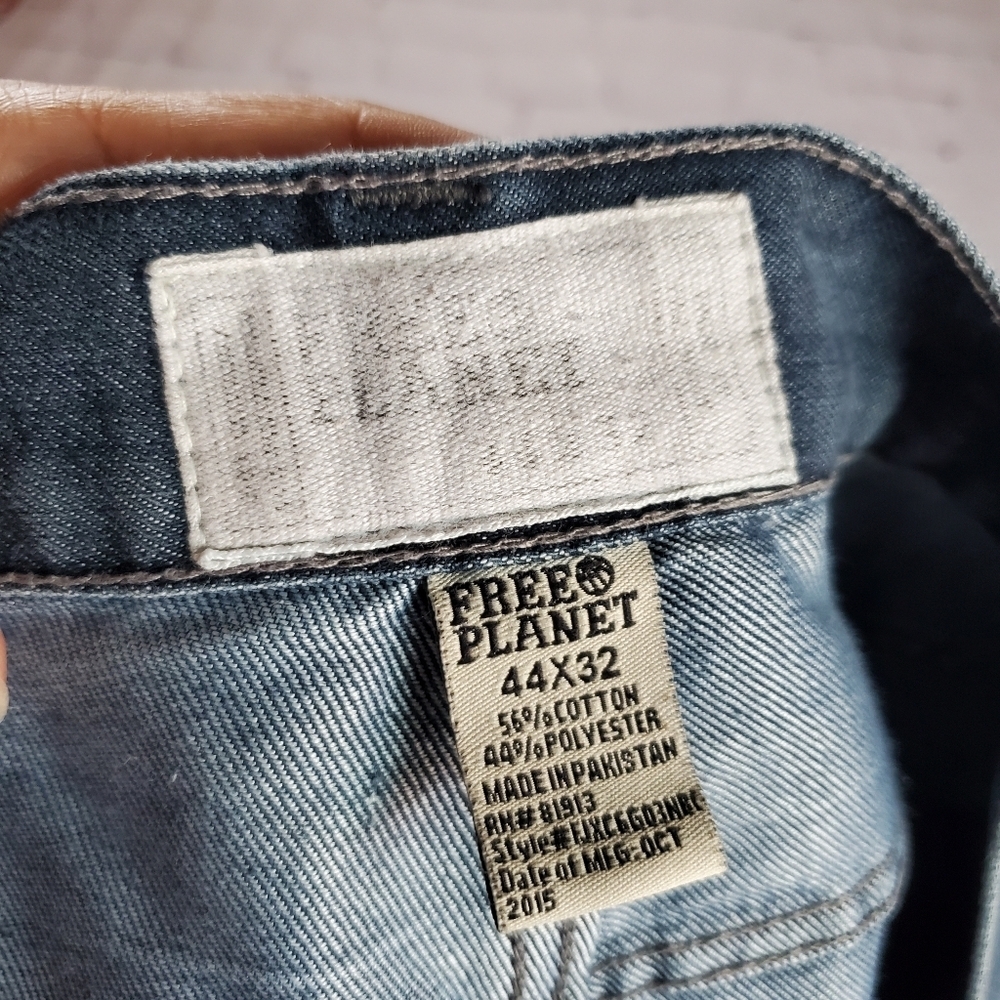 Free Planet Denim Blue Jeans Straight Leg Men's Size 40WX32L - Picture 8 of 12
